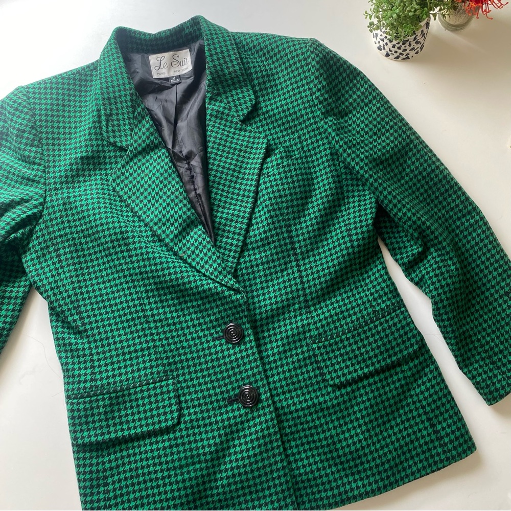 Green and black wool blazer by LE SUIT